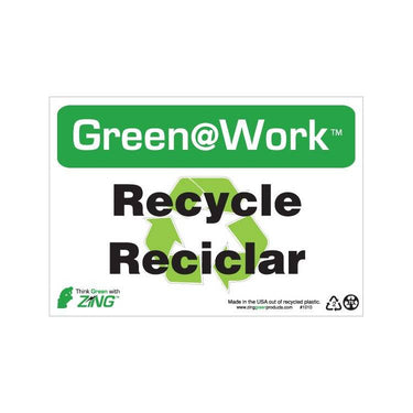 ZING Green At Work Sign, 7X10- Model 1010